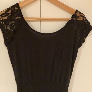 Black Mixed Lace Dress